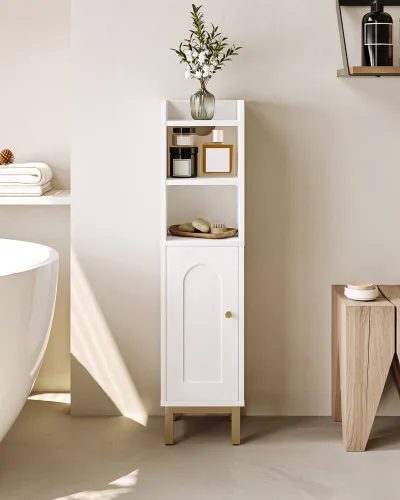 Armoire de salle de bain étroite blanche en MDF
