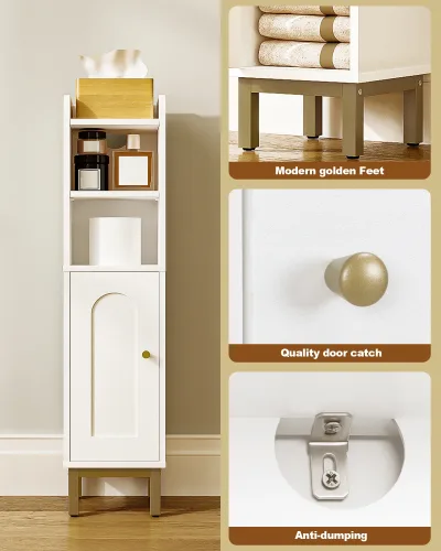 Armoire de salle de bain étroite blanche en MDF – image 2
