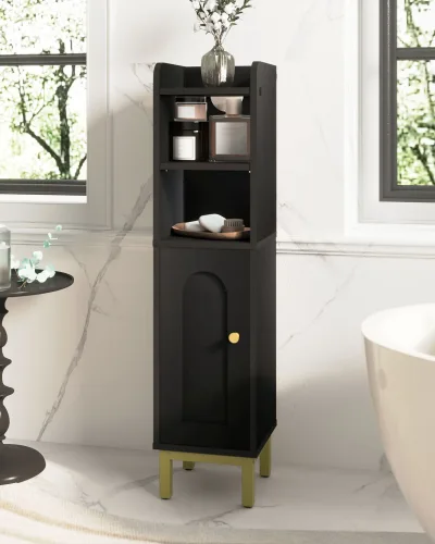 Armoire de salle de bain étroite blanche en MDF – image 3