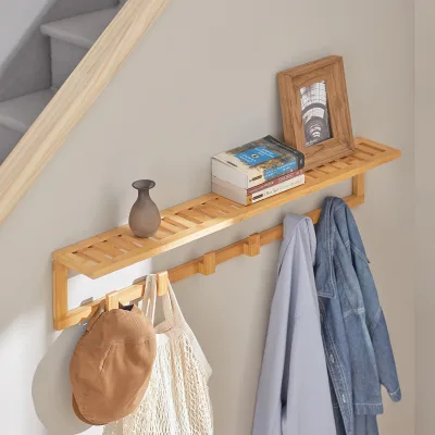 Armoire murale en bambou avec 6 crochets – image 2