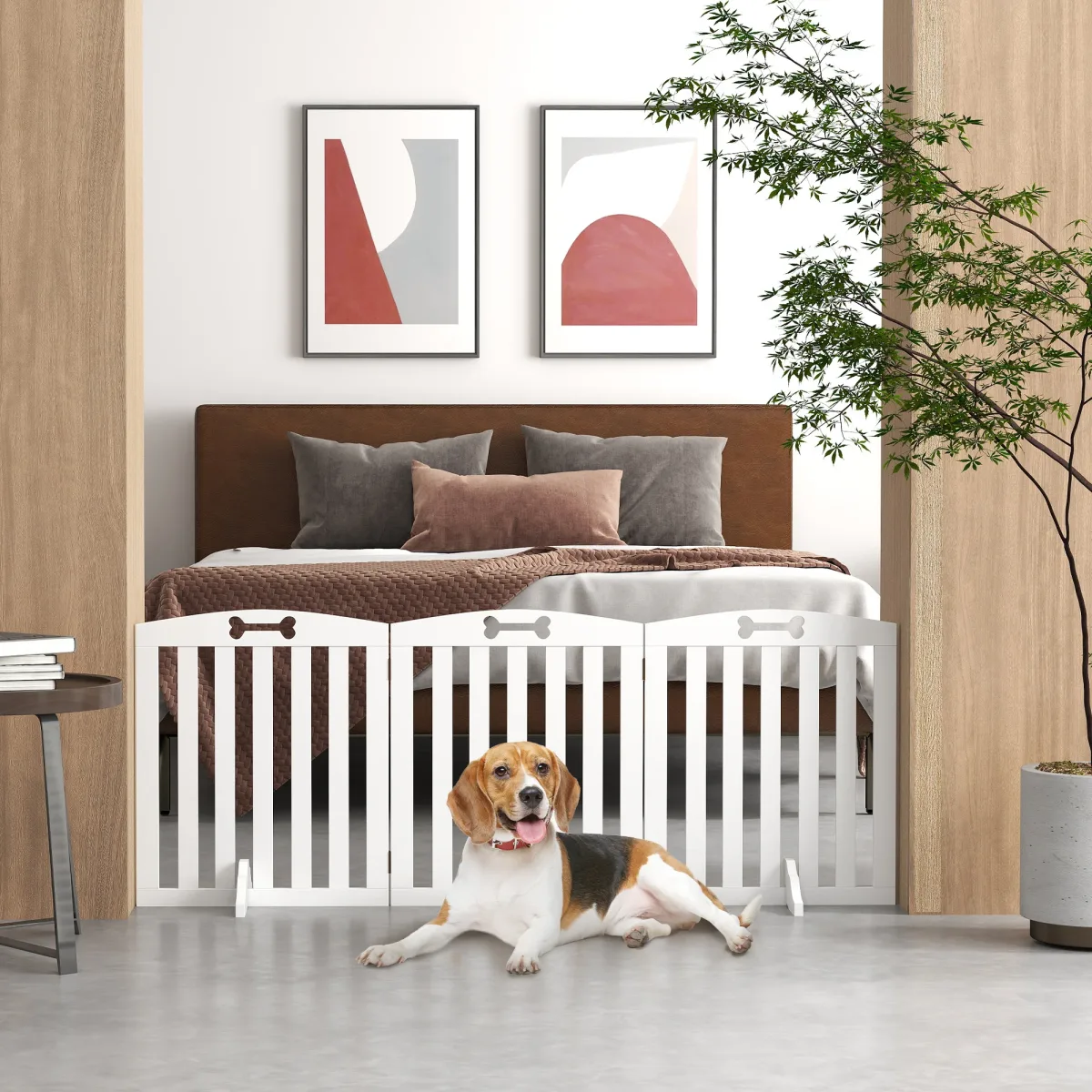 Barrière pliable pour chien en bois, 3 pièces
