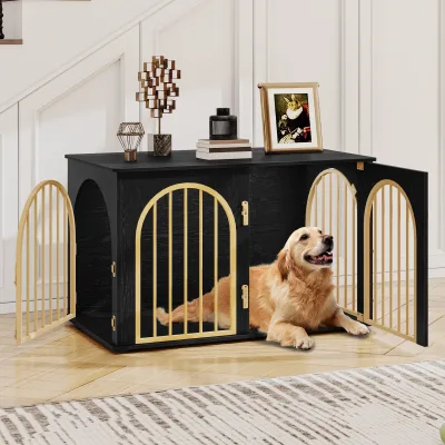 Cage pour chien meuble à 3 portes arquées – image 3