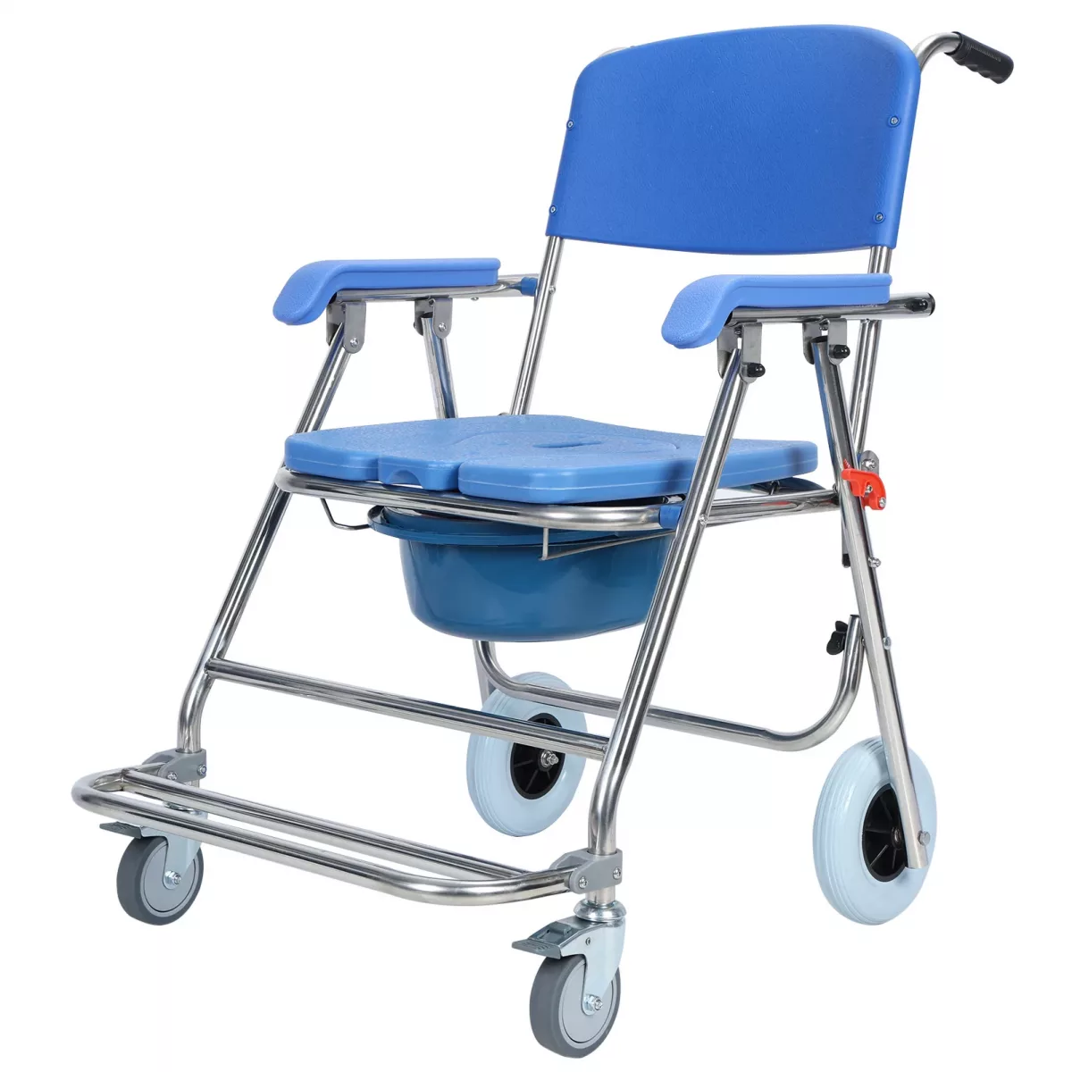 Chaise de toilette pliable à roulettes, métal