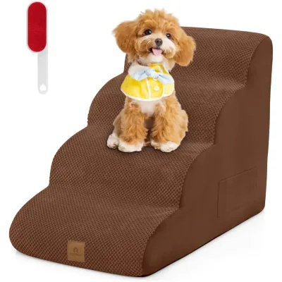 Escalier pour chien en mousse, 4 marches, café