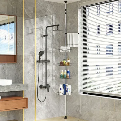 Étagère de douche d'angle télescopique 4 paniers – image 2