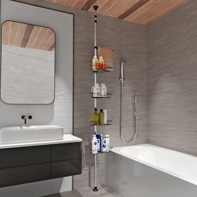 Étagère de douche d'angle télescopique 4 paniers – image 3