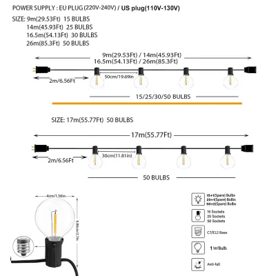 Guirlande lumineuse d'extérieur à ampoules globe – image 2