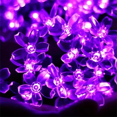 Guirlande solaire fleurs violettes à LED – image 2