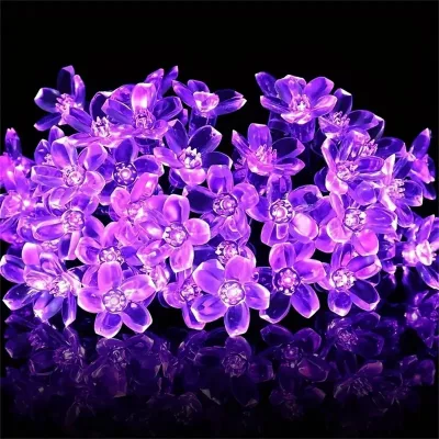 Guirlande solaire fleurs violettes à LED – image 3