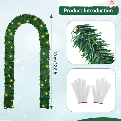 Guirlande verte artificielle à LED pour Noël – image 2