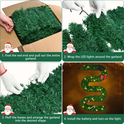 Guirlande verte artificielle à LED pour Noël – image 3