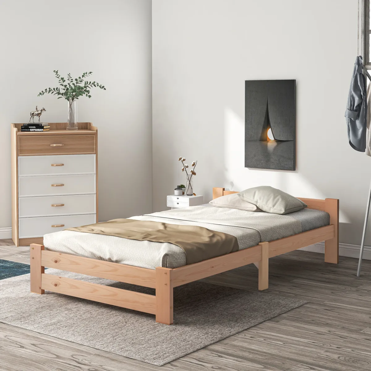 Lit futon en bois massif 90 × 200 cm