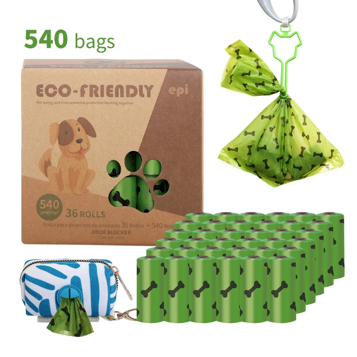 Sacs à déjections canines, 36 rouleaux parfumés