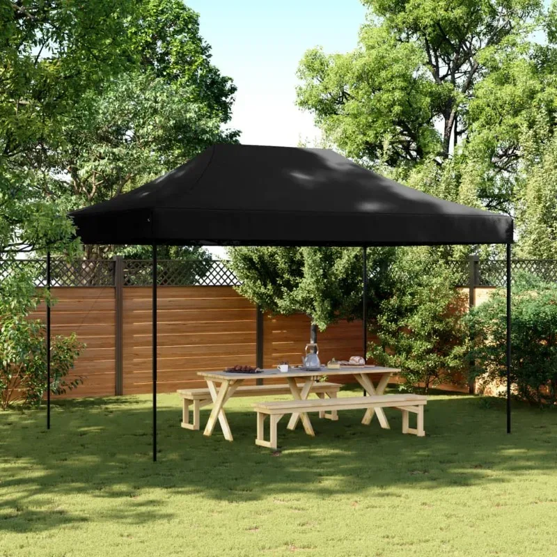 Tente de réception pliable noire 440×292×315 cm