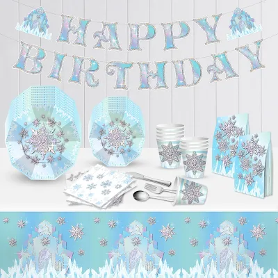 Vaisselle jetable flocon de neige bleue – image 2