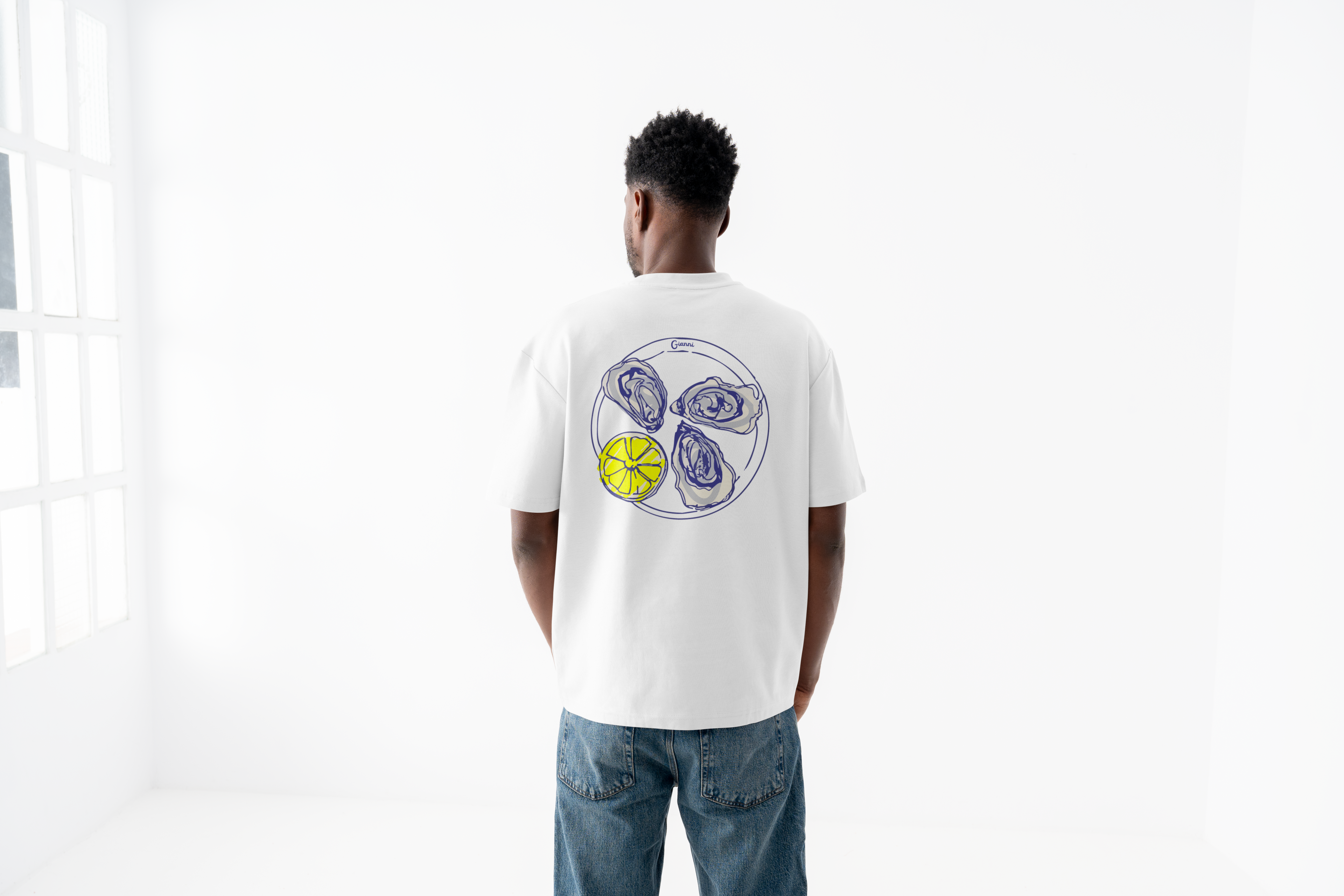 T-shirt oversize coton bio - Oyster & lemon